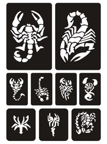 1 hoja Plantilla de tatuaje escorpión patrón - Negro - Ver 3