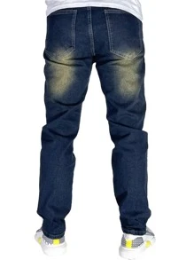 Quần Jeans Nam Nghề thêu Denim mùa giặt Hoa - Rửa tối - Xem 2