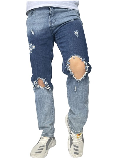 Hombres Jeans rotos con lavado