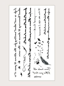 Tattoo Sticker,1 Sheet Letter Graphic Temporary Tattoos For Women,Tattoo Stickers Adults,Realistic Letter Graphic,For Men,Women and Girls - Black - View 1