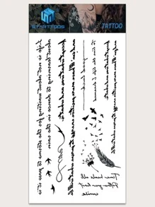 Tattoo Sticker,1 Sheet Letter Graphic Temporary Tattoos For Women,Tattoo Stickers Adults,Realistic Letter Graphic,For Men,Women and Girls - Black - View 3