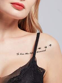 Tattoo Sticker,1 Sheet Letter Graphic Temporary Tattoos For Women,Tattoo Stickers Adults,Realistic Letter Graphic,For Men,Women and Girls - Black - View 4