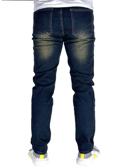 Homme Jean brodé fleur délavé