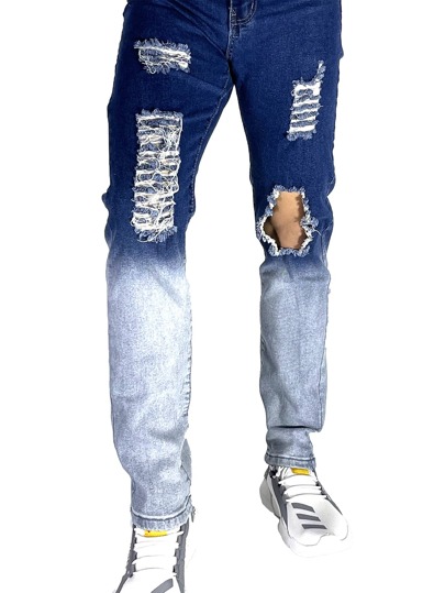 Guys Washed Ripped Jeans