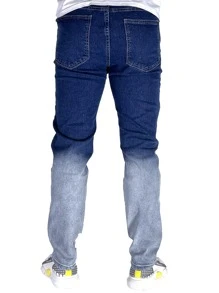 ROMWE MEN Quần Jeans Nam Bị tách Denim mùa giặt Ombre - Rửa tối - Xem 2