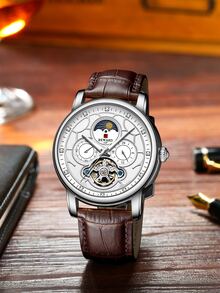 男士防水機械手表 - 咖啡棕 - 查看 1