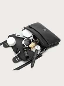 防水、輕盈、商務休閒、可折疊釘細節圖形方形包適合青少年女大學生、菜鳥和白領，非常適合辦公室、大學、工作、商務、通勤 - 黑色 - 查看 5