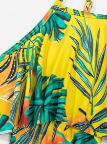 SHEIN Swim Summer Beach Tropical Print Tiered Layer Bikini - Multicolor - View 5