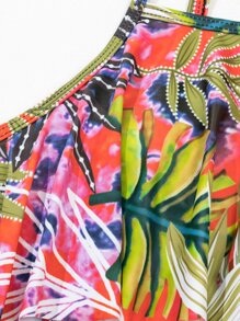 Tropical Print Tiered Layer Tankini Summer Beach - Multicolor - View 6