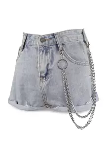 街头风单件装女士叠层裤链万圣节夏季、学校秋季、秋季、万圣节 - 銀色 - 查看 2