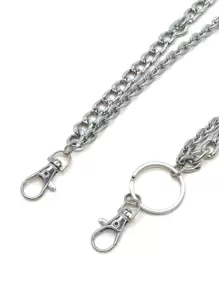 街头风单件装女士叠层裤链万圣节夏季、学校秋季、秋季、万圣节 - 銀色 - 查看 3