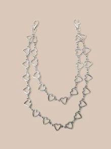 Heart Decor Pant Chain - Silver - View 1
