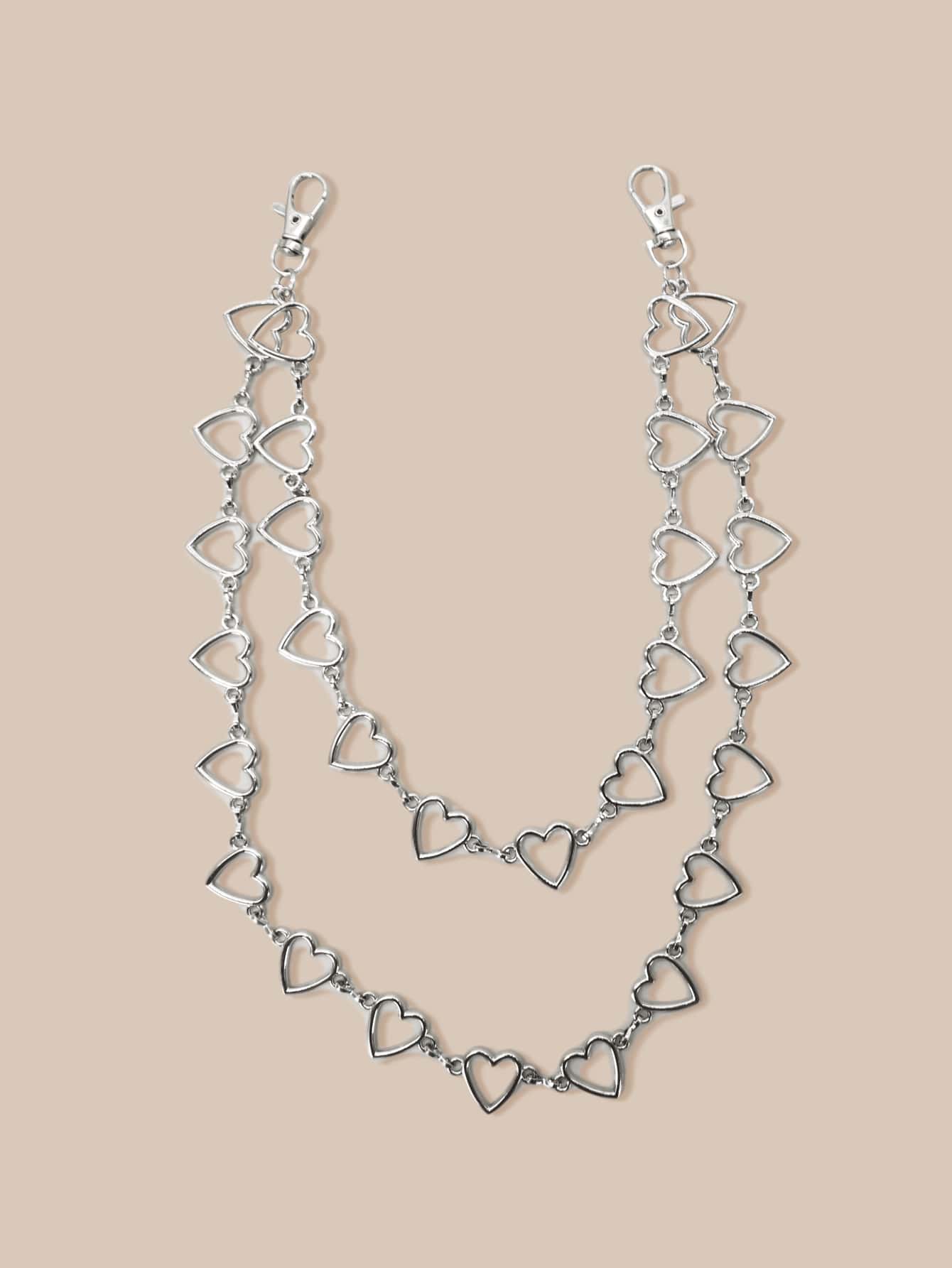 Heart Decor Pant Chain - Silver - View 1