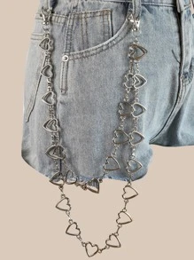 Heart Decor Pant Chain - Silver - View 2