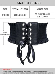 1pc European & American Ins Style Adjustable Lace-Up Elastic Waist Belt Valentine's Day Valentines Summer, School Fall, Autumn, Halloween - Black - View 3