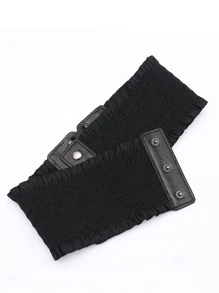 1pc European & American Ins Style Adjustable Lace-Up Elastic Waist Belt Valentine's Day Valentines Summer, School Fall, Autumn, Halloween - Black - View 6