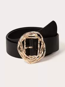 Elegante cinturón punk con hebilla de metal para pantalones vaqueros - Negro - Ver 1