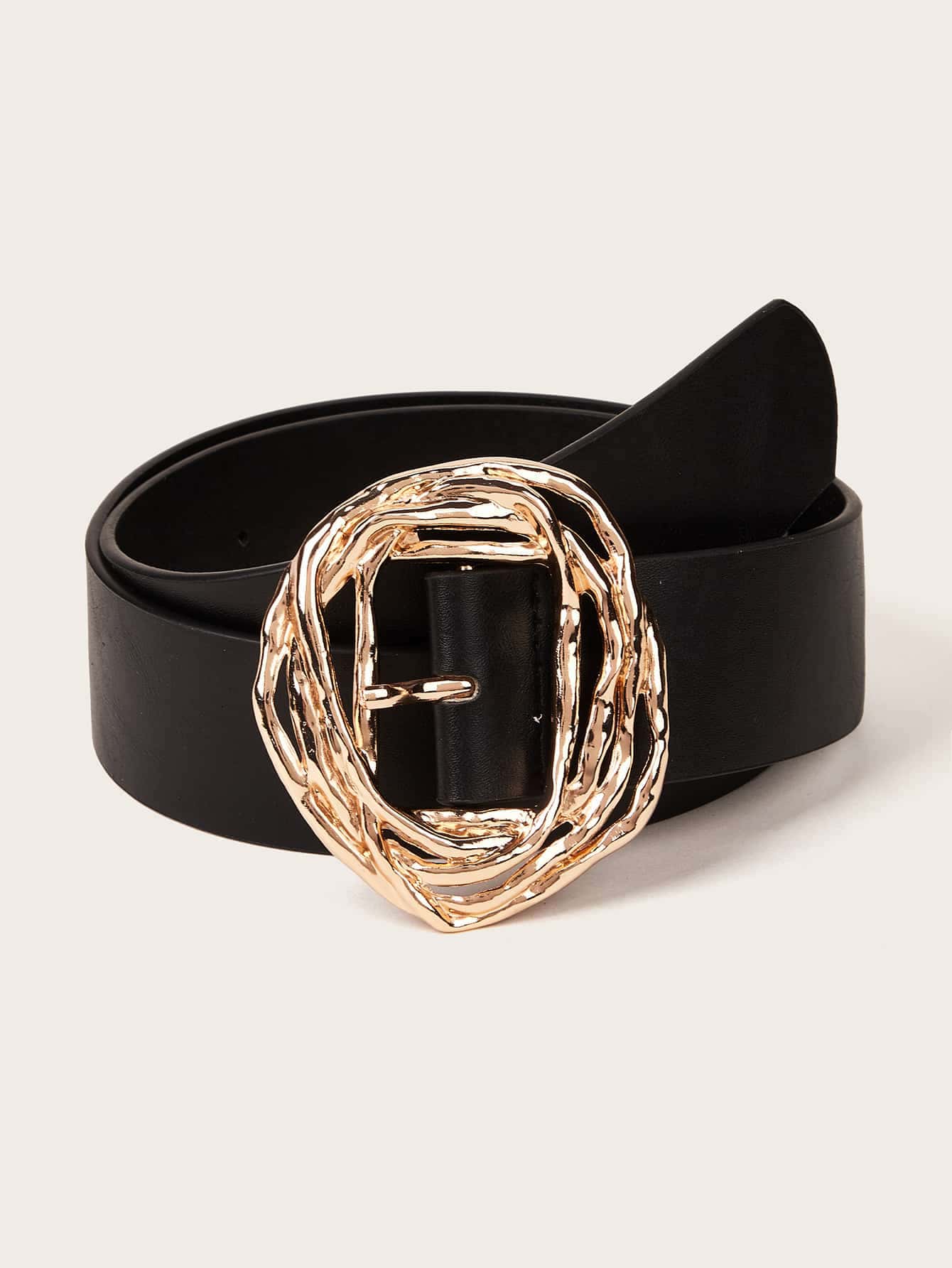 Elegante cinturón punk con hebilla de metal para pantalones vaqueros - Negro - Ver 1