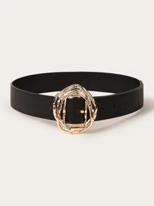 Elegante cinturón punk con hebilla de metal para pantalones vaqueros - Negro - Ver 2