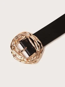 Elegante cinturón punk con hebilla de metal para pantalones vaqueros - Negro - Ver 3