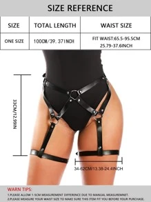 Ring Decor Harness Garter Belt - Black - View 5