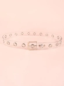 1pc Women's Black Y2K Punk Rivet Buckle Casual Belt Loop Jeans Waist Belt, Versatile For Everyday Wear Summer, School Fall, Autumn, Halloween - Clear - View 2