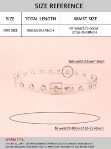 1pc Women's Black Y2K Punk Rivet Buckle Casual Belt Loop Jeans Waist Belt, Versatile For Everyday Wear Summer, School Fall, Autumn, Halloween - Clear - View 3