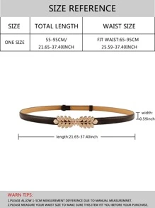 Women's Adjustable Waist Belt With Leaf Buckle, Suitable For Decorating Dresses - Black - View 3