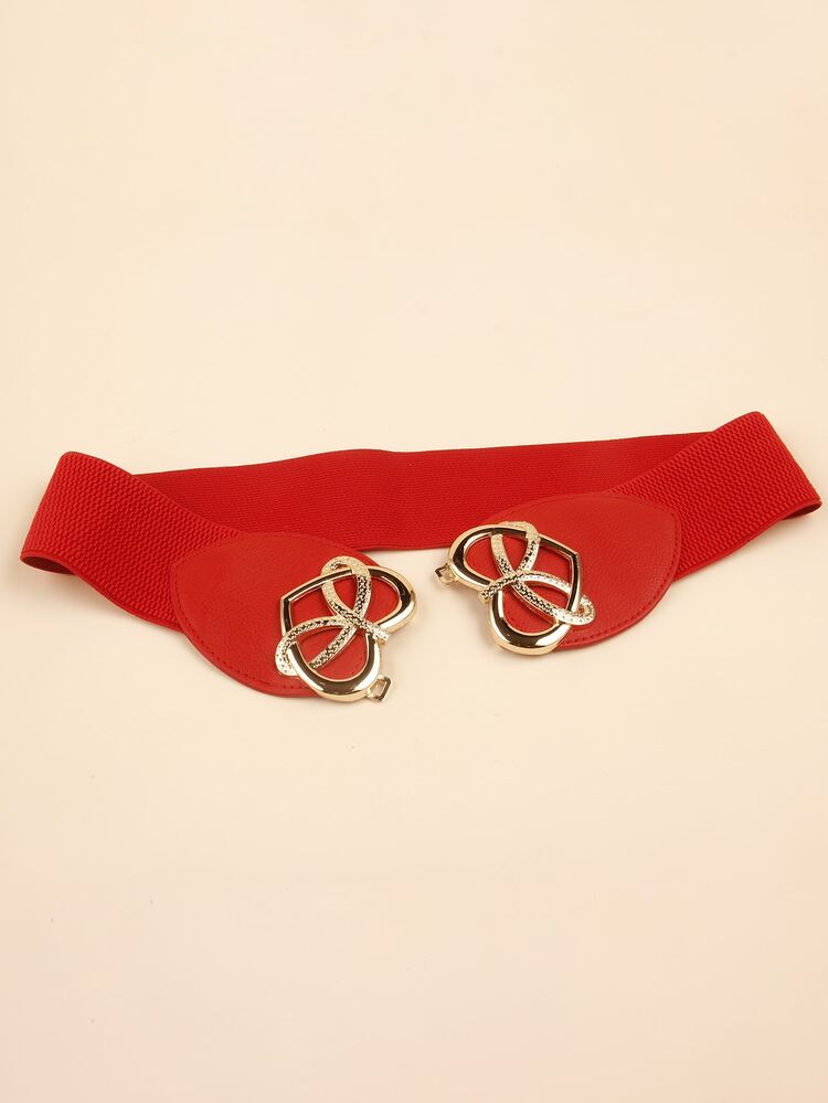 New Arrival Heart Shaped Buckle Women's Belt, Fashionable Accessory For Matching Dress Or Suit - Red - View 4