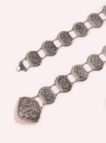 紋理金屬鏈條腰帶 - 銀色 - 查看 3