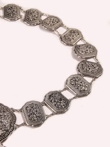 紋理金屬鏈條腰帶 - 銀色 - 查看 4