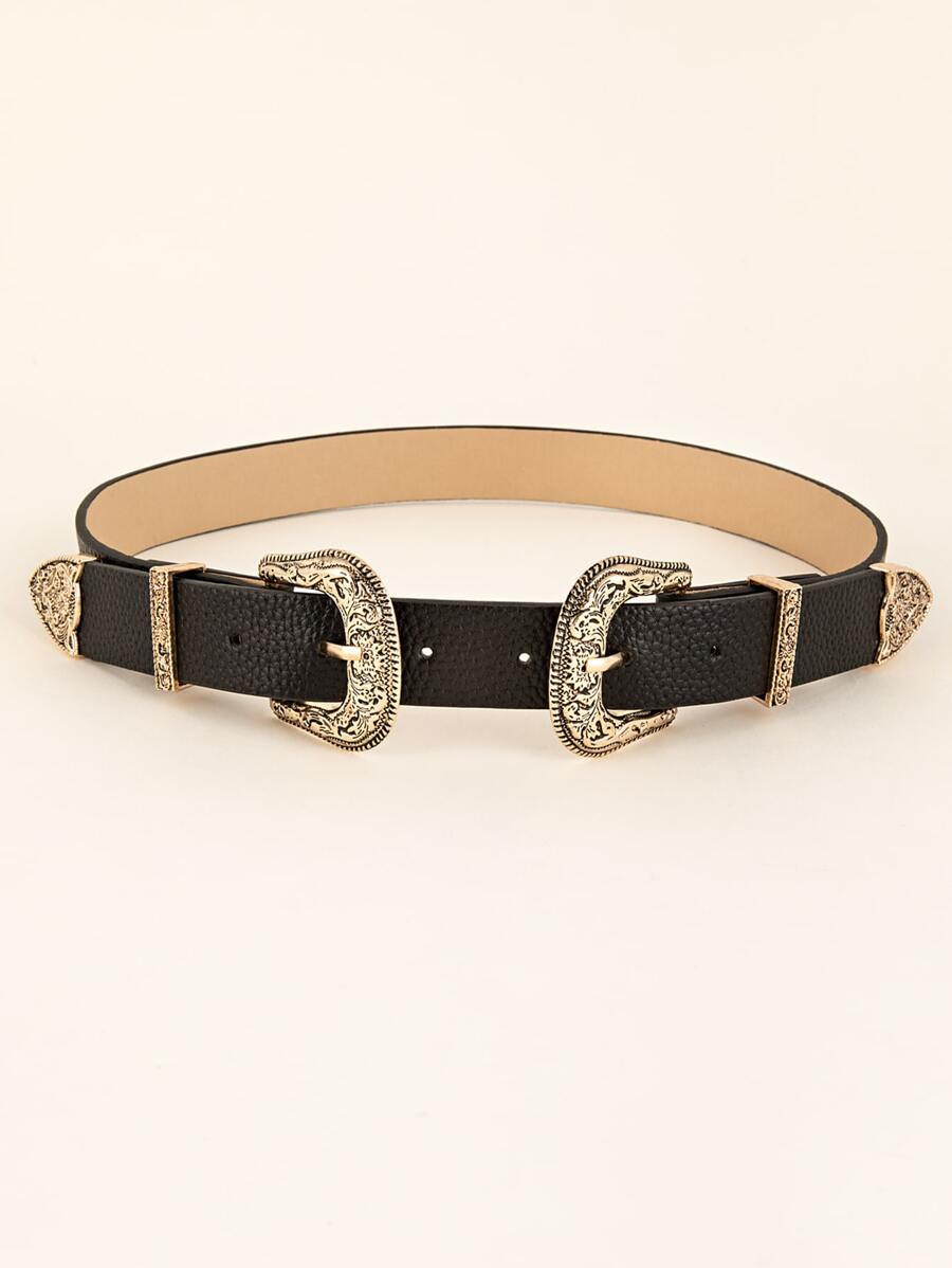 Western Buckle Belt - Black - View 1