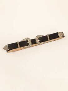 Western Buckle Belt - Black - View 2