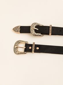 Western Buckle Belt - Black - View 3