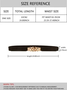 鍊環裝飾復古腰帶 - 黑色 - 查看 3