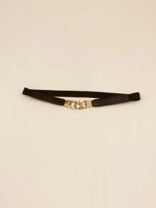 鍊環裝飾復古腰帶 - 黑色 - 查看 5