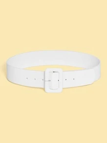 Geo Buckle Wide Belt - White - View 2