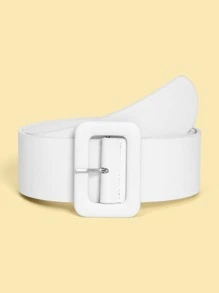 Geo Buckle Wide Belt - White - View 3