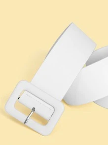 Geo Buckle Wide Belt - White - View 4