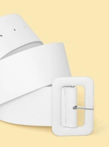 Geo Buckle Wide Belt - White - View 5