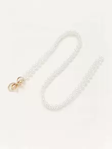 1 pieza cinturón decorativo de mujer con perla artificial y diamantes de imitación - Blanco - Ver 4