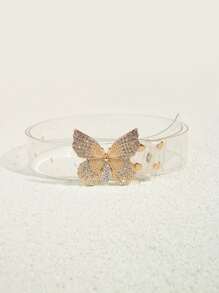 Cinturón con mariposa con diamante de imitación - transparente - Ver 1