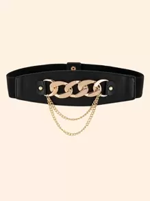 Cinturón corset con decoración de cadena estilo punk callejero - Cinturón de playa de viaje para mujeres Halloween - Negro - Ver 2