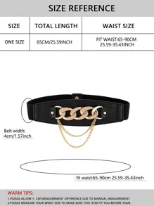 Cinturón corset con decoración de cadena estilo punk callejero - Cinturón de playa de viaje para mujeres Halloween - Negro - Ver 4