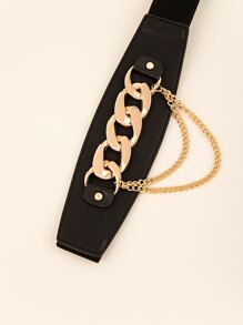 Cinturón corset con decoración de cadena estilo punk callejero - Cinturón de playa de viaje para mujeres Halloween - Negro - Ver 5