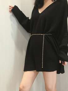 Round Charm Waist Chain Belt - Gold - View 1