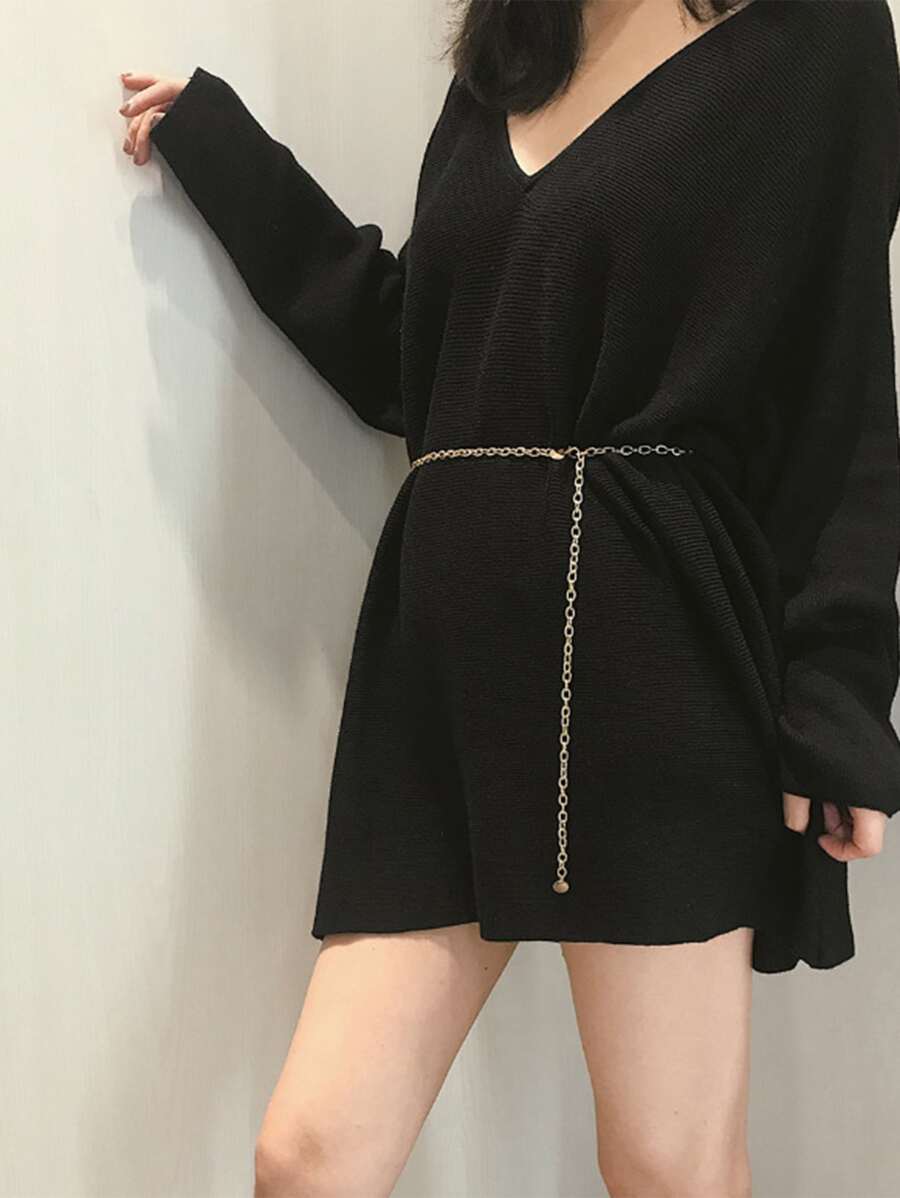 Round Charm Waist Chain Belt - Gold - View 1
