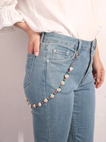 花朵裝飾串珠褲鏈 - 彩色 - 查看 3