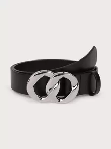 Cinturón Con Hebilla De Metal - Negro - Ver 1