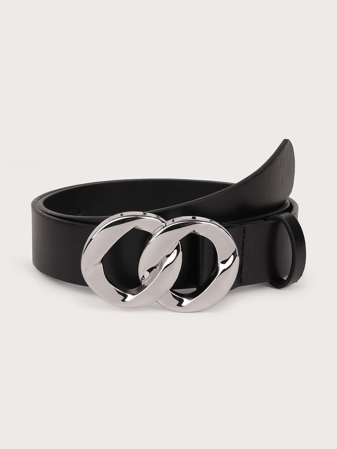 Cinturón Con Hebilla De Metal - Negro - Ver 1